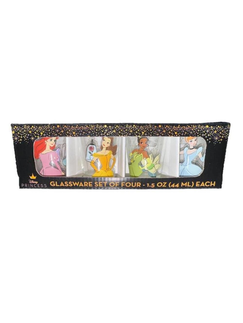 Disney Princess 4 Pack Shot Glasses Silver Buffalo 1.5oz/44 ml Each Ariel Belle